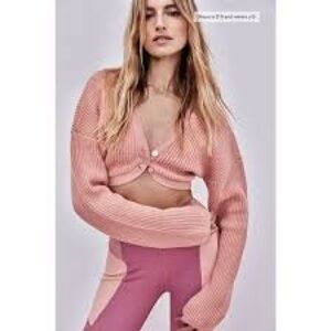 For Love And Lemons Reese Rose Cropped Cardigan Sweater